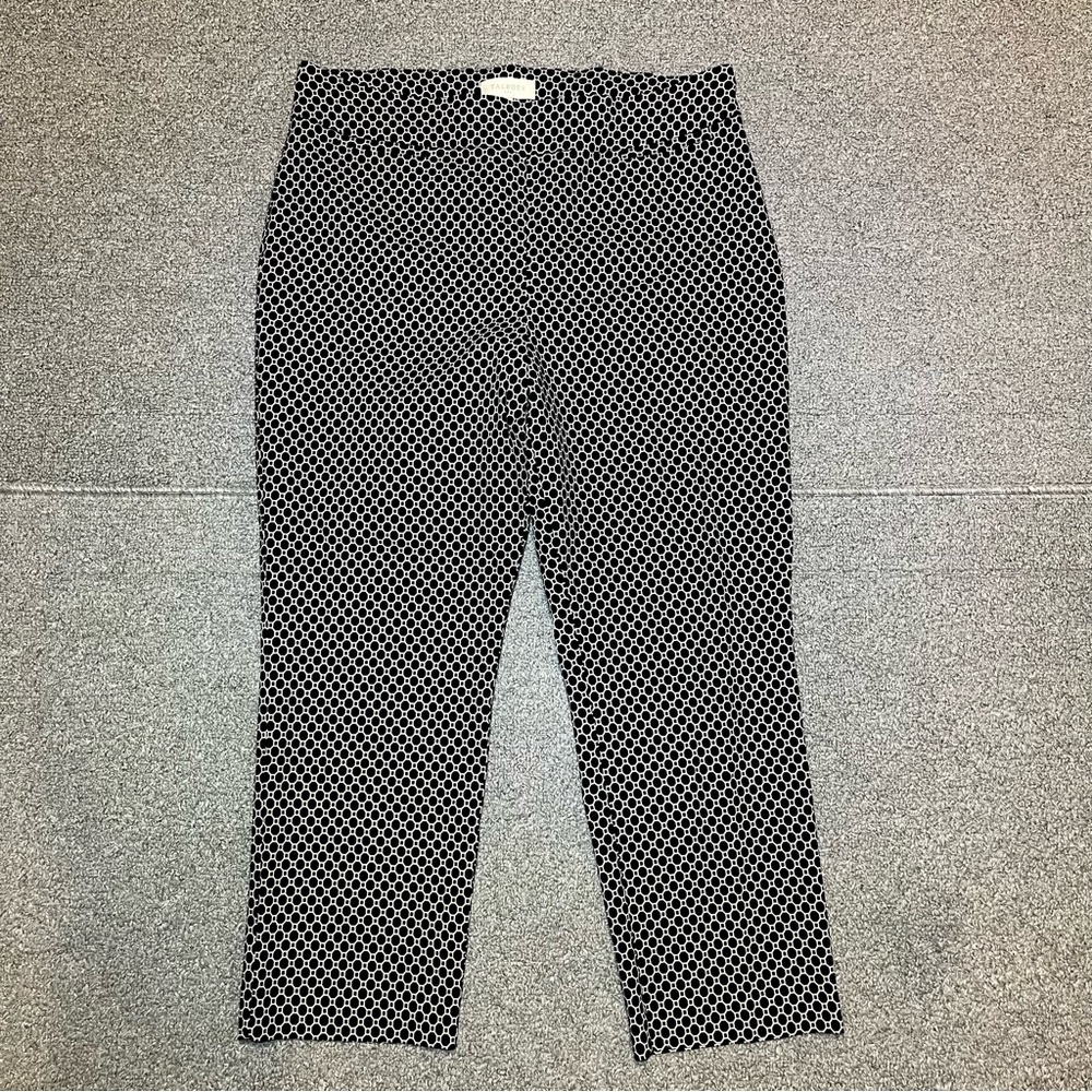 Talbots Geometric Cropped Pull On Pants Womens Size 16 Black White Stretch